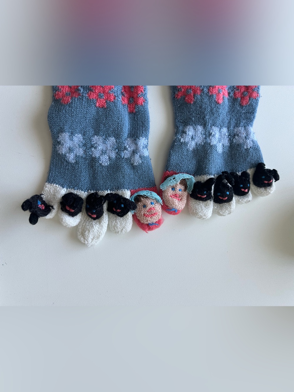 Blue Floral Toe Socks with Lil Bo Peep & Sheep - Picture 2 of 3